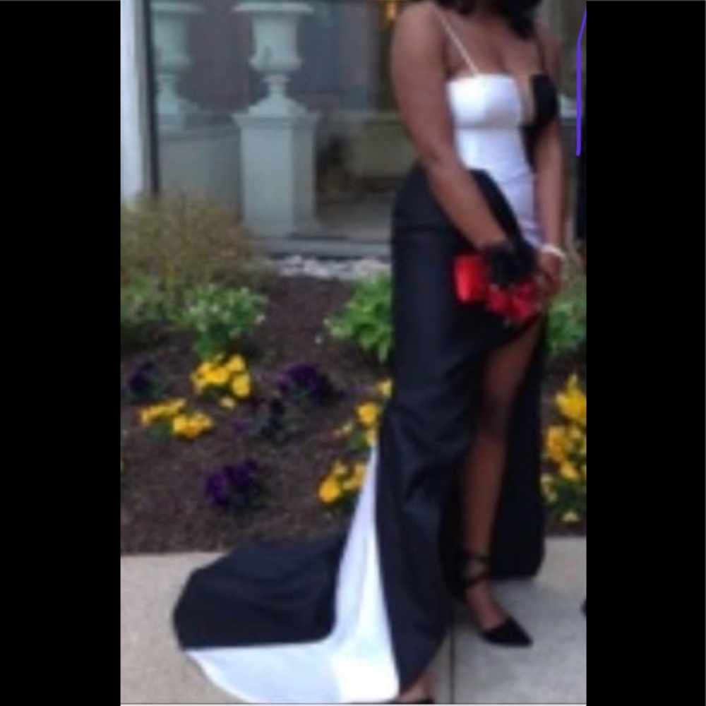 Sexy black and white evening dress